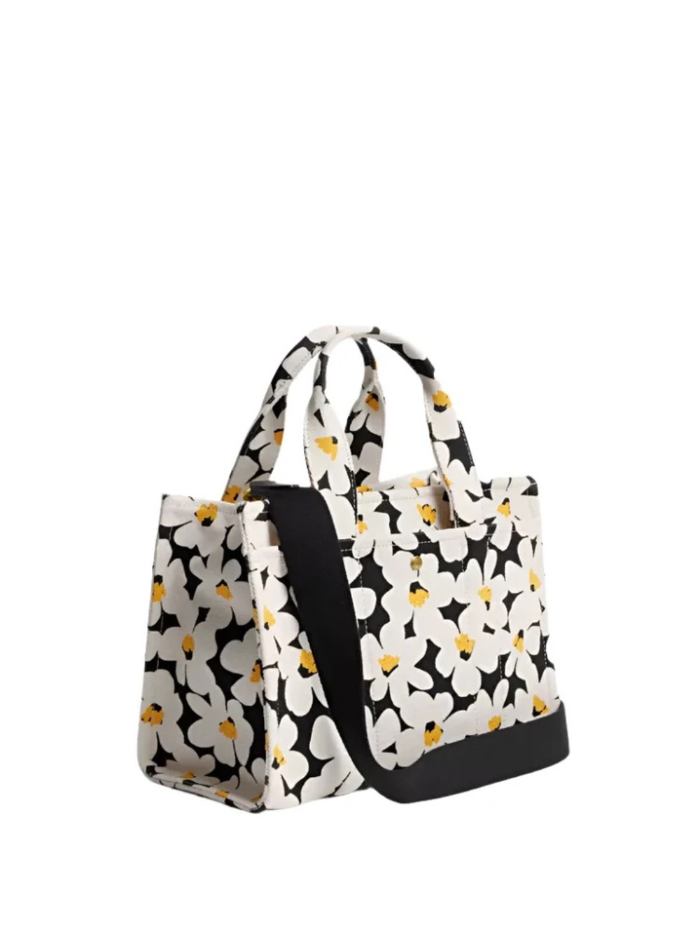 Coach Floral Cargo ToteBlack Floral Canvas Tote 26 with Gold Accents - Picture 6 of 16